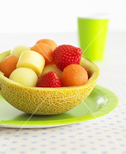 Fruit salad in hollowed-out melon