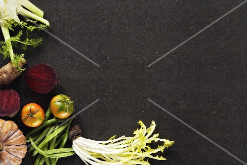 Still life with vegetables and salad