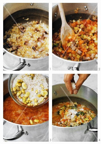 Minestrone mit Reis zubereiten