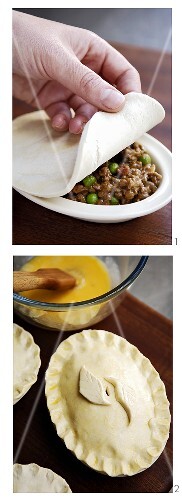 Making mince and vegetable pie