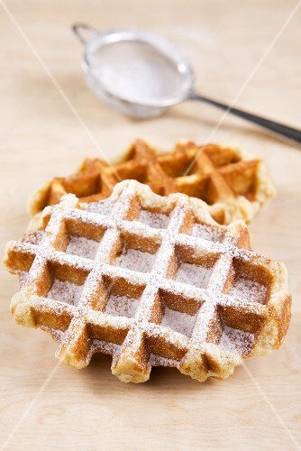 Waffles with icing sugar