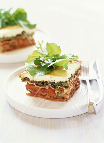 A piece of vegetarian lasagne