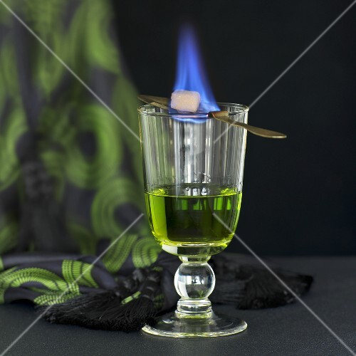 Absinth with a burning sugar cube