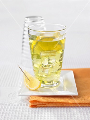 A glass of woodruff cocktail
