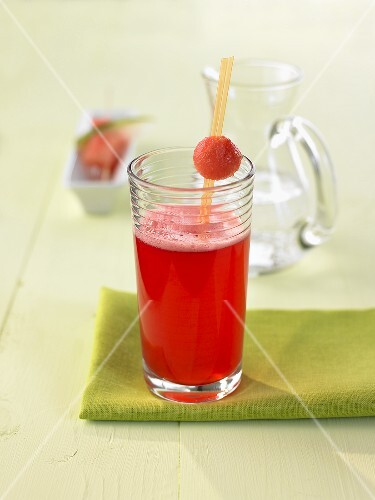 Pomegranate and watermelon drink with froth