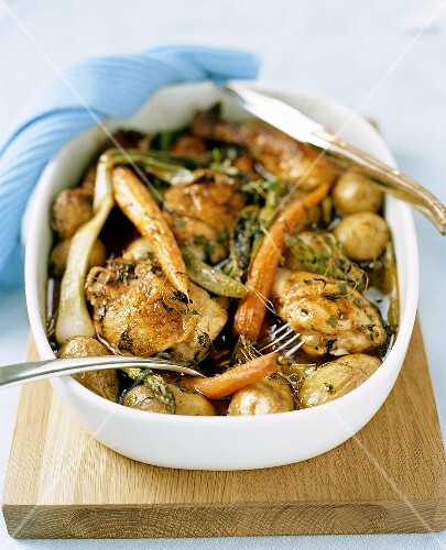 Pot au feu (Chicken and vegetable stew, France)