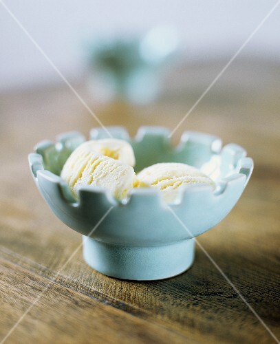 A small bowl of vanilla ice cream