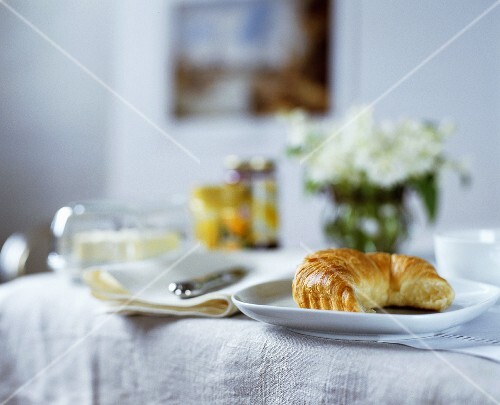 A table laid for breakfast