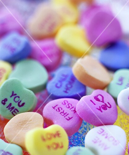 Coloured sugar hearts for Valentine's Day