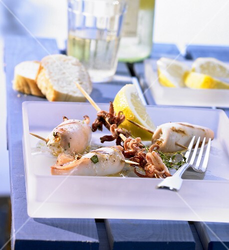 Grilled squid with sheep's cheese stuffing