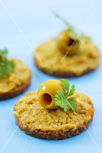 Canapes with tapenade