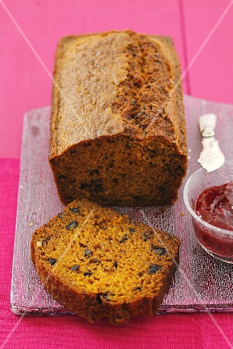 Pumpkin loaf, a slice cut