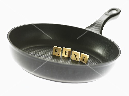 The word 'FETT' (Fat in German) in frying pan