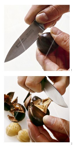 Peeling chestnuts