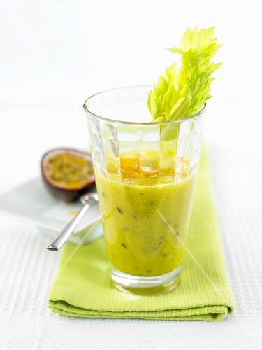 Passion fruit smoothie with celery