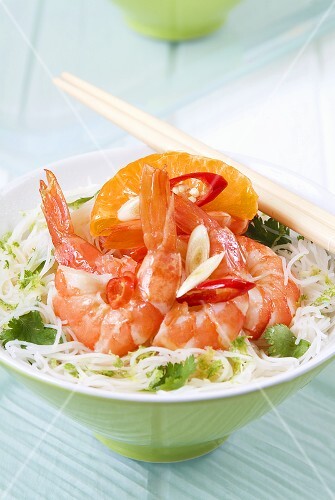 Asian glass noodle salad with prawns