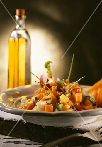 Mixed salad with pumpkin