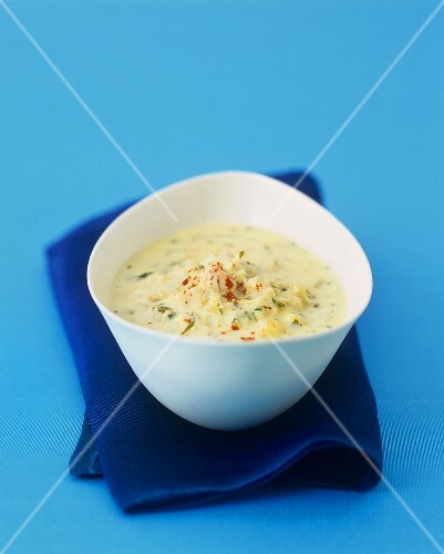 Yoghurt chicken soup with mint