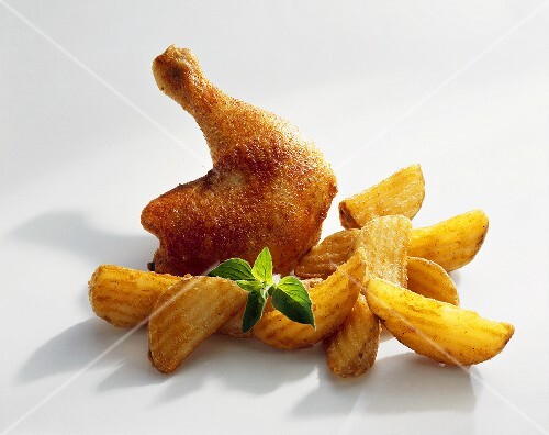 Gebratene Hähnchenkeule mit Country Potatoes