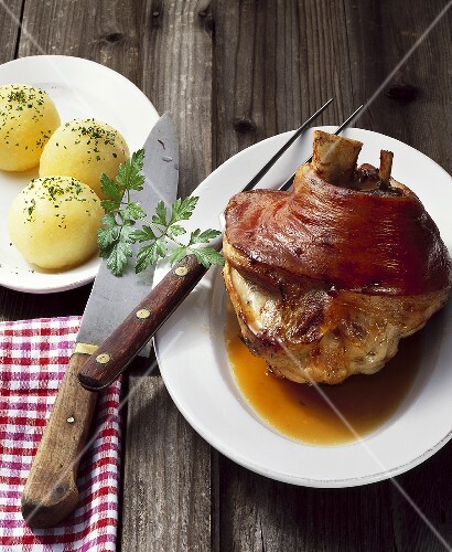Bavarian knuckle of pork with potato dumplings