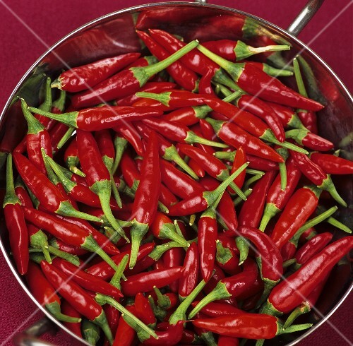Bird's eye chillies in a bowl