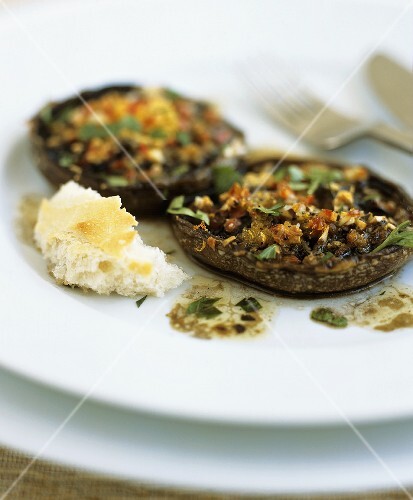 Baked mushroom caps with garlic