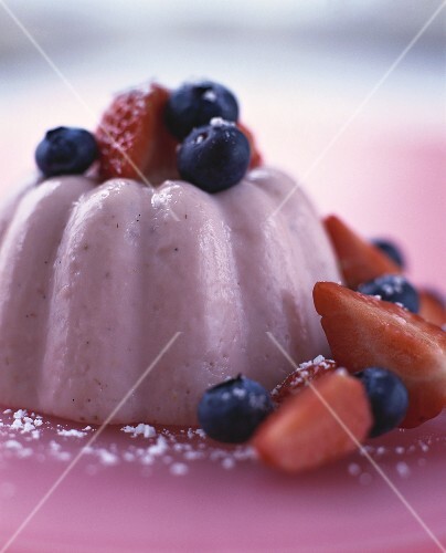 Strawberry and blueberry blancmange