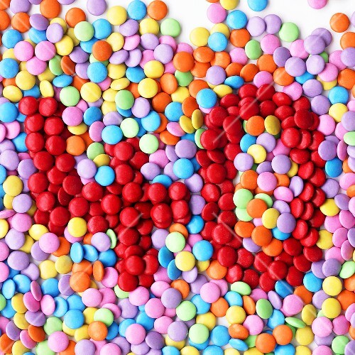 Coloured chocolate beans with the number '40'