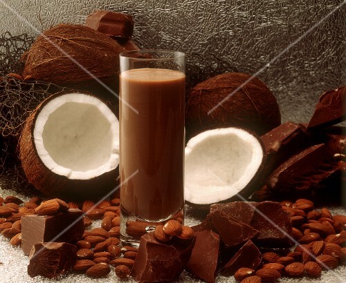 Chocolate Milkshake with Coconut and Almonds