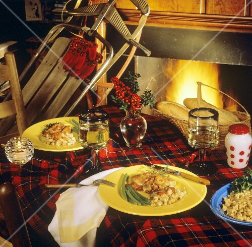 Chicken Breast with Stuffing; Fireside Table