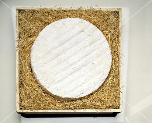 A Wheel of Brie in a Crate
