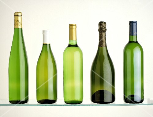 Five Empty Wine Bottles