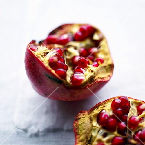 Pomegranate Broken Open to Expose Seeds
