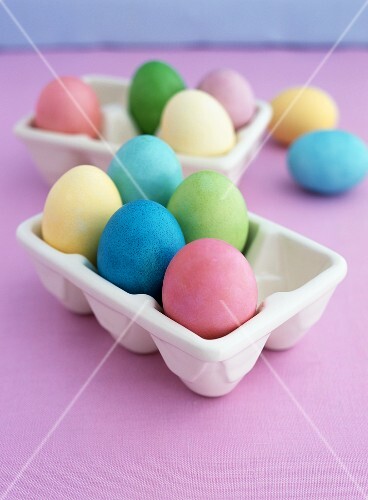 Colorfully Dyed Easter Eggs in Egg Carton