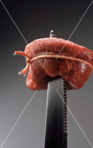Filet Mignon on a Knife