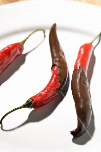 Chocolate Covered Chili Peppers on a Plate