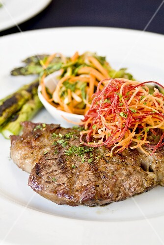 Grilled Beef with Kim Chee and Asparagus