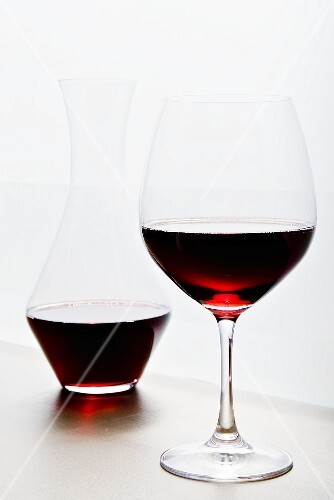 Red Wine in Glass and Decanter