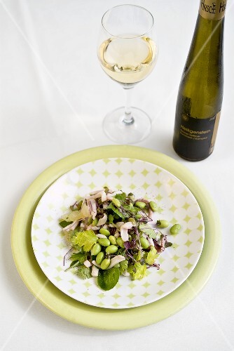 Point Judith Calamari with Edamame and Celery Leaf