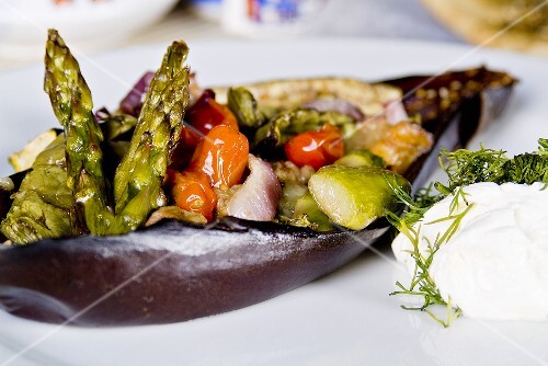 Oven Roasted Eggplant Stuffed with Vegetables