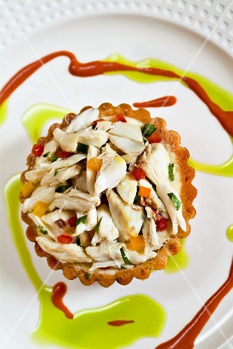 Tamale Tart with Jumbo Lump Crabmeat and Smoked Tomato Sauce