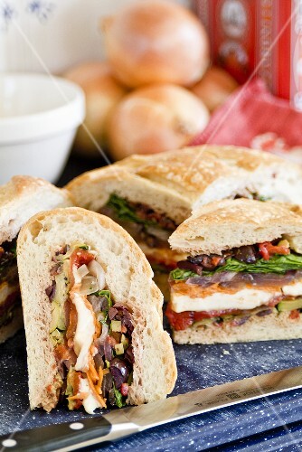 Summer Vegetable Muffaletta with Fresh Mozzarella