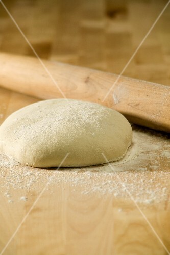 Ball of Pizza Dough; Rolling Pin