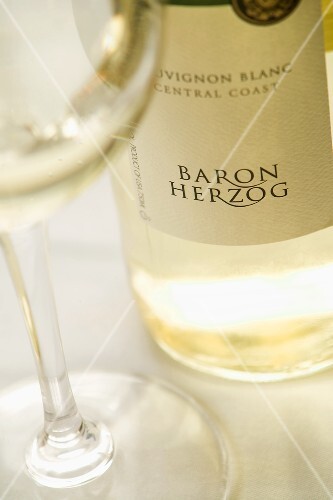 Glass and Bottle of Sauvignon Blanc Wine