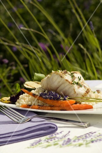 Grilled Sturgeon with Lavendar Shallot Sauce