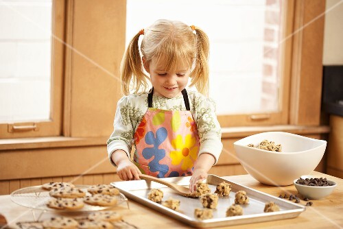 Little Girl Baking Chocolate Chip Cookies