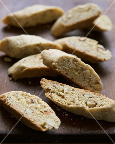 Cornmeal Almond Biscotti on Wooden Board