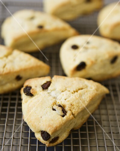 Cornmeal Raisin Scones on a Cooling Rack