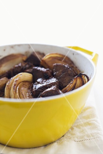 Lamb and Fennel Stew in a Yellow Pot