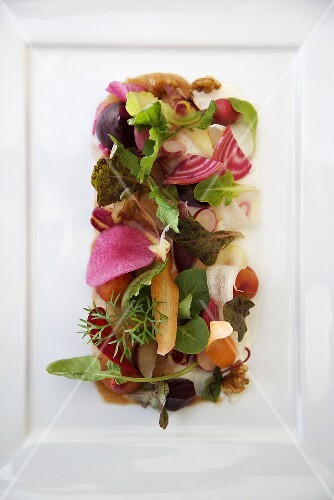 Organic Artisan Salad with Greens, Beets, Radishes and Walnuts